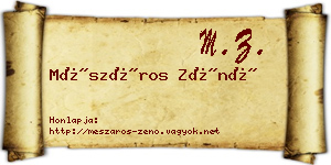 Mészáros Zénó névjegykártya